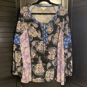 Style & Co Boho Paisley Peasant Top